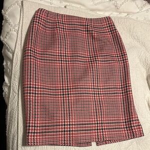 Talbots pink plaid pencil skirt size 6